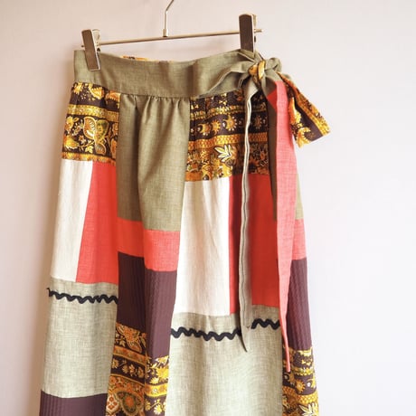 70s boho patchwork maxi skirt
