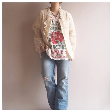 70s "Tumbleweeds" ruffle lace blouse