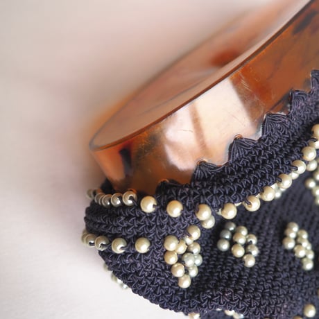 50〜60s pearl beads lucite woven bag
