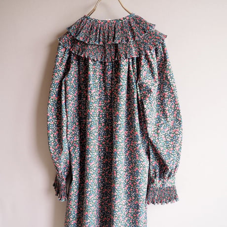vintage pleated collar floral maxi dress
