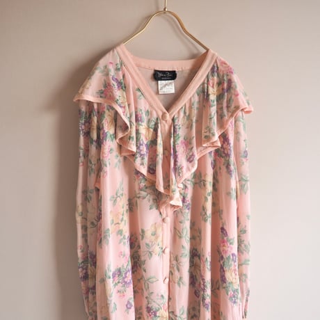 80s "Diane Freis" floral silk ruffle blouse