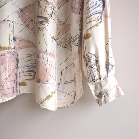 vintage silk abstract oversized blouse