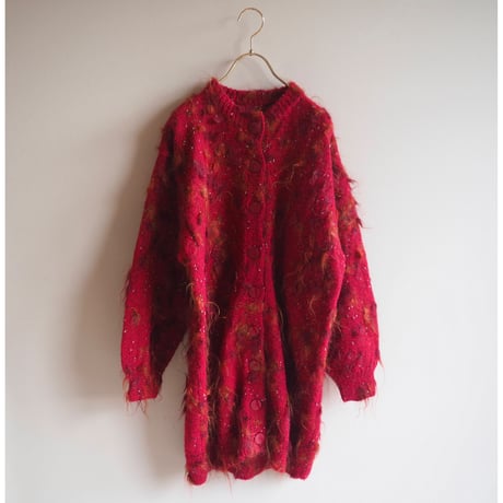 vintage fuzzy nep oversized cardigan