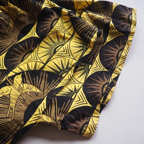 "The African Village" big collar tunic dress & skirt (YE×BK)