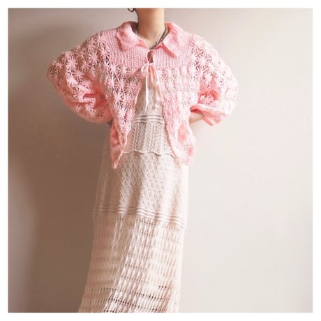 60s floral crochet bed jacket