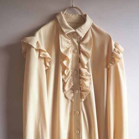 70s〜 pastel yellow ruffle blouse