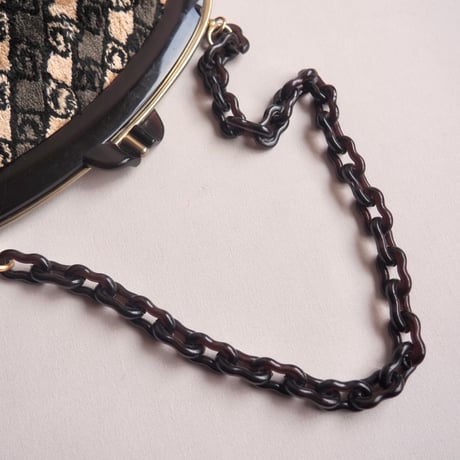 60〜70s dark brown chain × velvet bag
