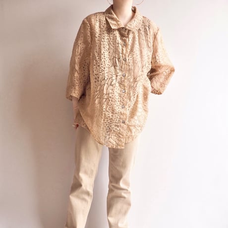 "White Stag" abstract sheer blouse