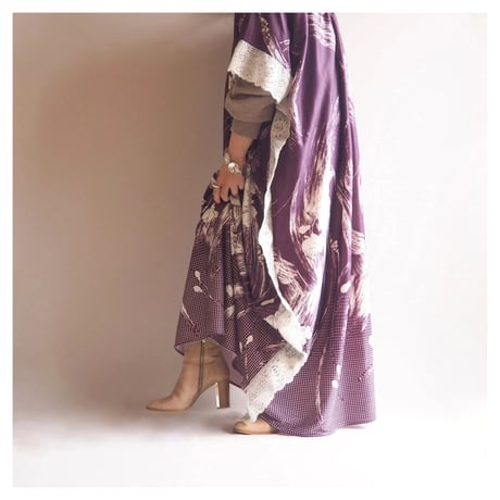 70s floral lace kaftan dress