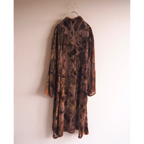 "ATOC" oriental silk velvet sheer robe