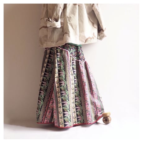 vintage cotton floral maxi skirt