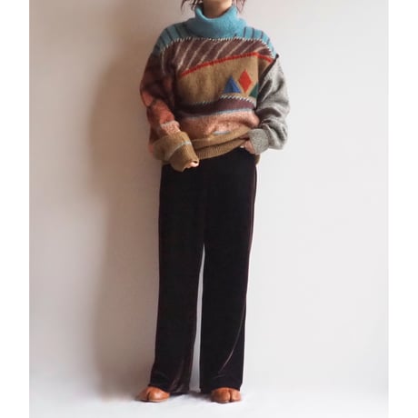 "jupe sport" turtleneck switching design sweater