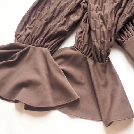 70s brown design sleeve maxi dress