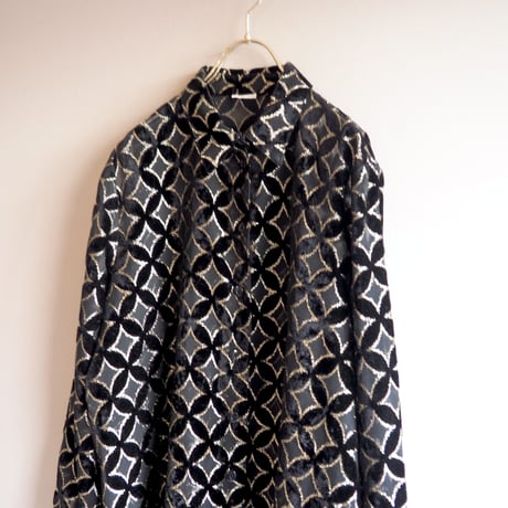 vintage abstract velvet × sheer blouse