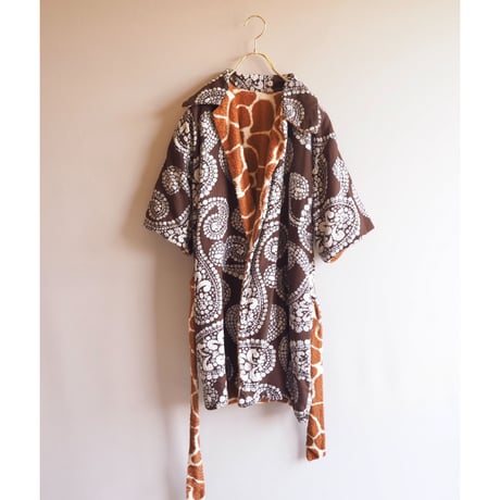 70s brown floral pile robe