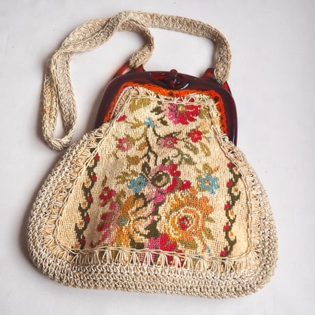 70s "Miriam LEFCOURT" lucite tapestry bag