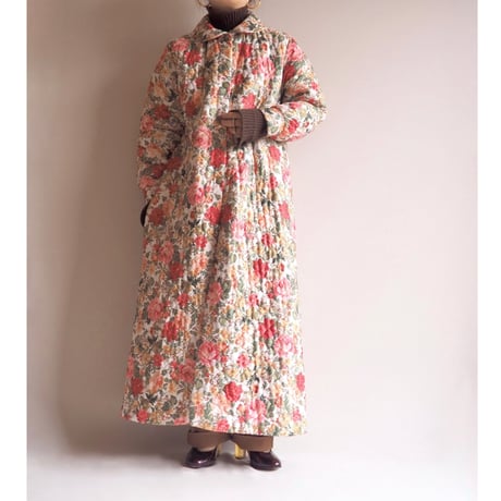 70〜80s floral quilted coat