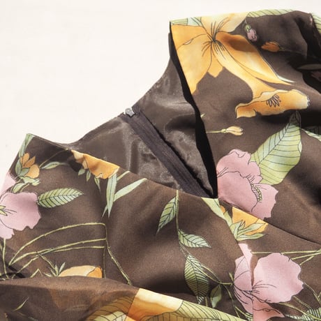 70s floral sheer L/S maxi dress