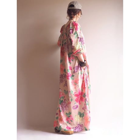 70s〜 floral house maxi dress