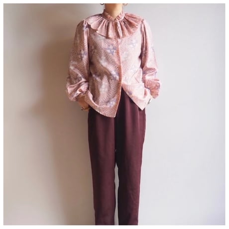 "rbk" pleated collar floral blouse