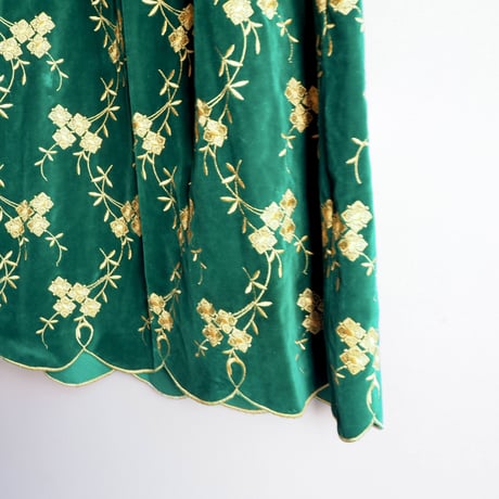 60s velvet floral embroidered maxi skirt