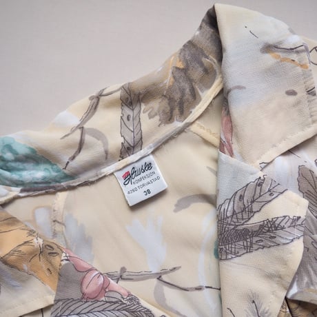 vintage floral semi sheer shirts maxi dress
