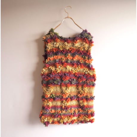vintage multi color design knit vest