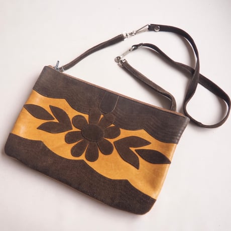 70s〜 leather floral mini bag