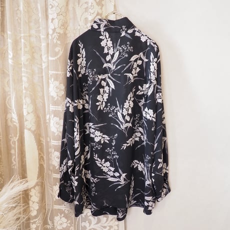 vintage floral oversized sheer blouse