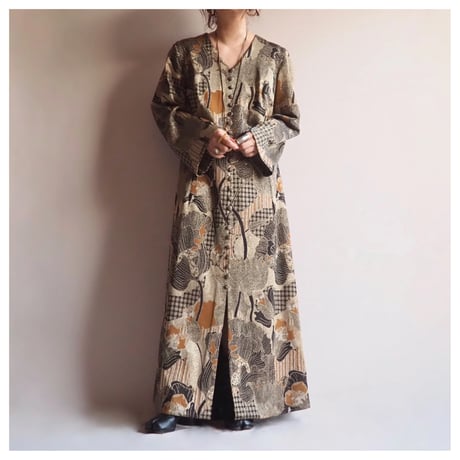 70s metallic floral maxi dress
