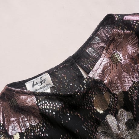 70〜80s "Andree Gaye" metallic floral blouse
