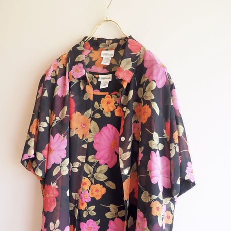 90s floral sheer blouse & tops set