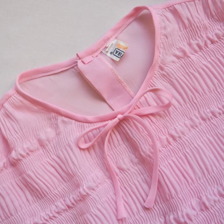 60s "TREVIRA" pleated sleeveless sheer blouse