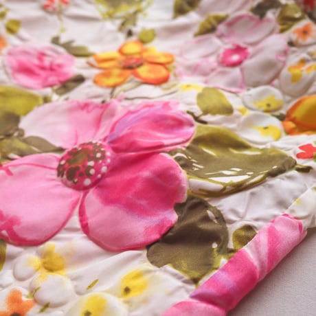 60s "Barbara Lee" quilted floral house maxi dress