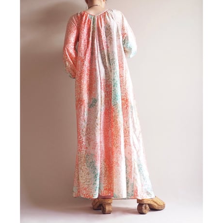 70s abstract gather house maxi dress