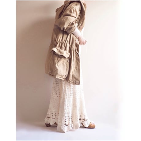 vintage ivory crochet maxi skirt