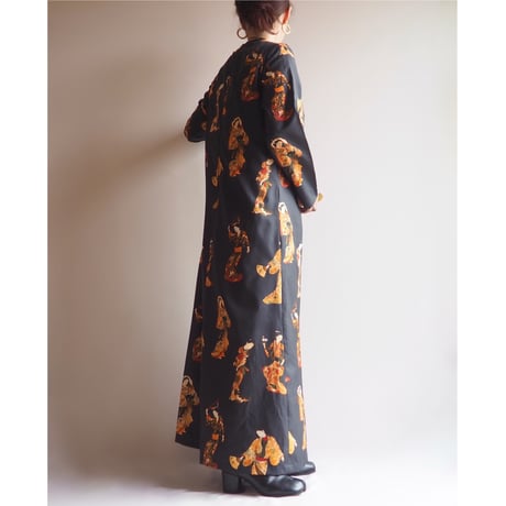 70〜80s geisha print maxi dress