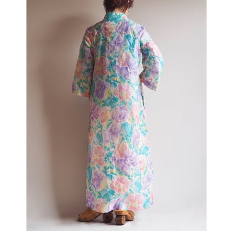 70s "Saybury" quilted floral house maxi dress