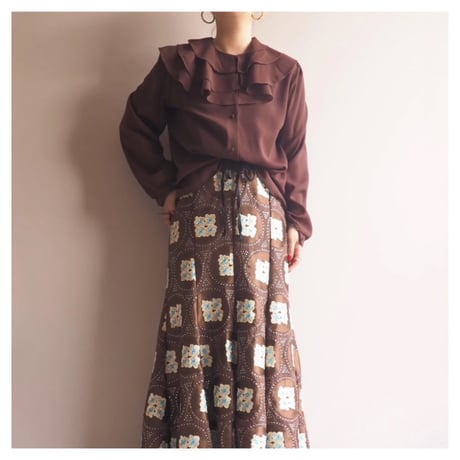 "Armon Originals" ruffle collar sheer blouse
