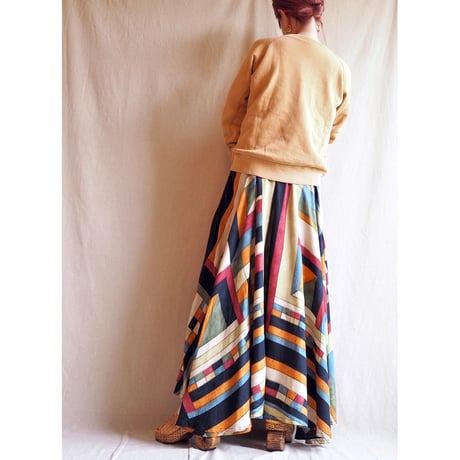 90s abstract mulch color flare skirt