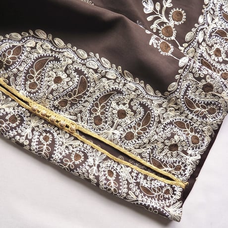 70s brown embroidered kaftan dress