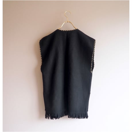 vintage folk embroidered fringe vest