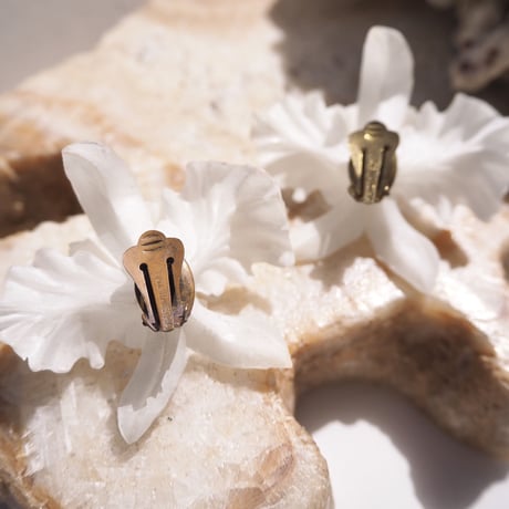 50s plastic orchid large earrings