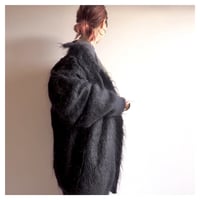 80s floral embroidered fuzzy long cardigan