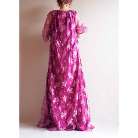 80s purple tulle lace maxi dress