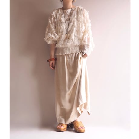 70〜80s "Andree Gaye" floral sheer blouse