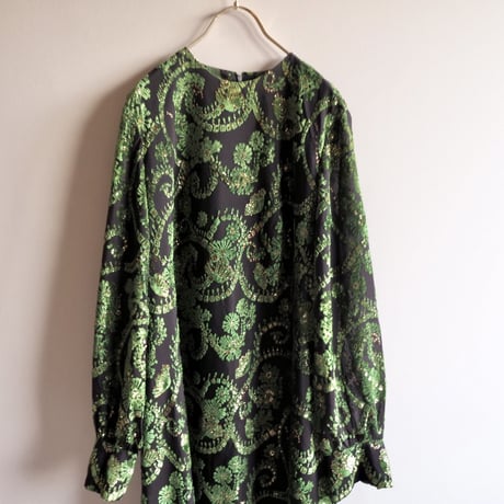 70s gold×velvet fabric maxi dress