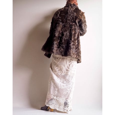 vintage brown lamb fur jacket