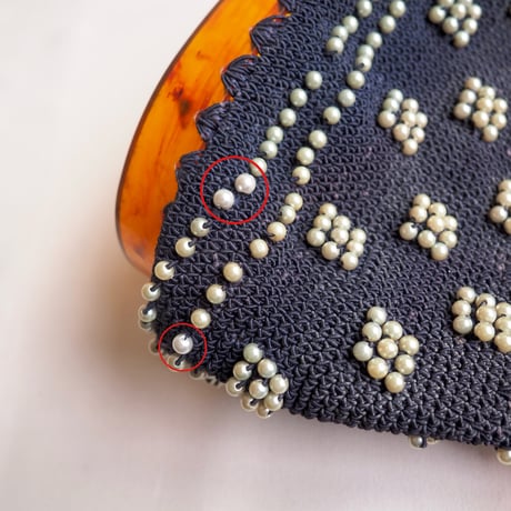 50〜60s pearl beads lucite woven bag