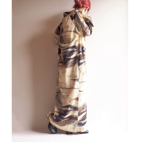 70s landscape painting maxi dress
